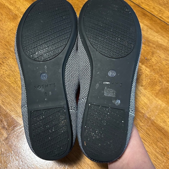 ROTHY’S **Destroyed** Rothy’s The Flat Round Toe Black White Birdseye | Size 8 - Picture 10 of 15